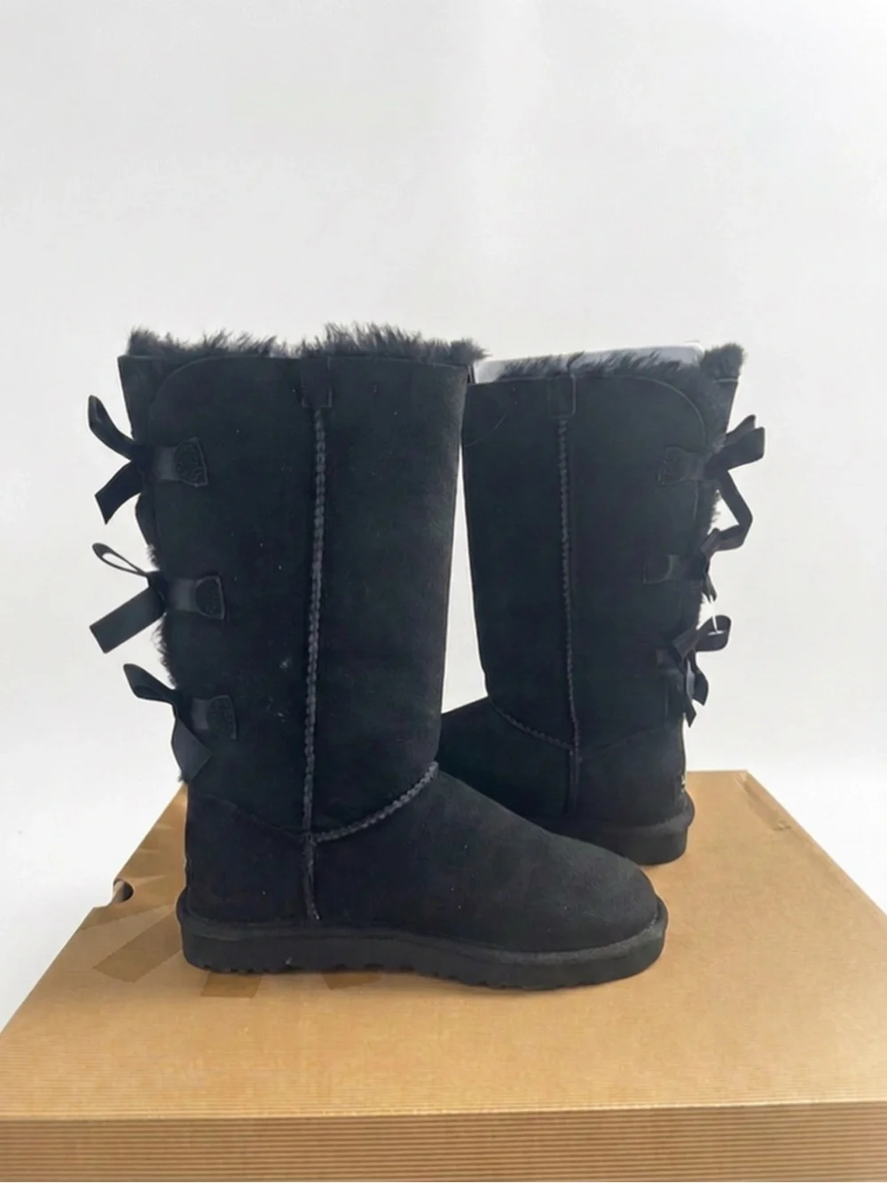 UGG Black Tall Bow-Back Bailey Winter Boots